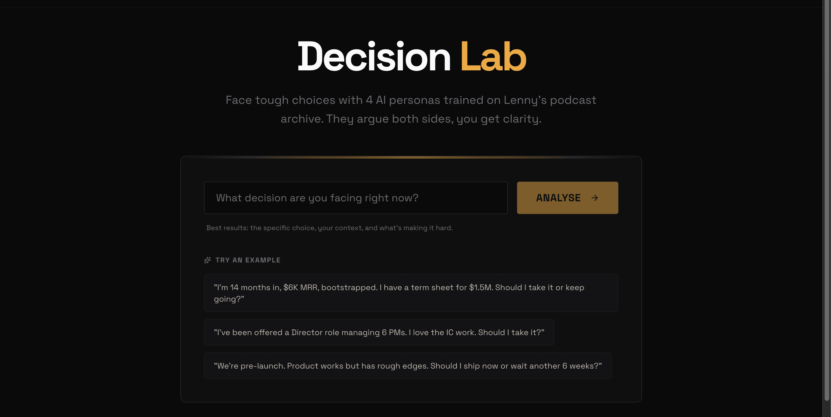 Decision Lab screenshot