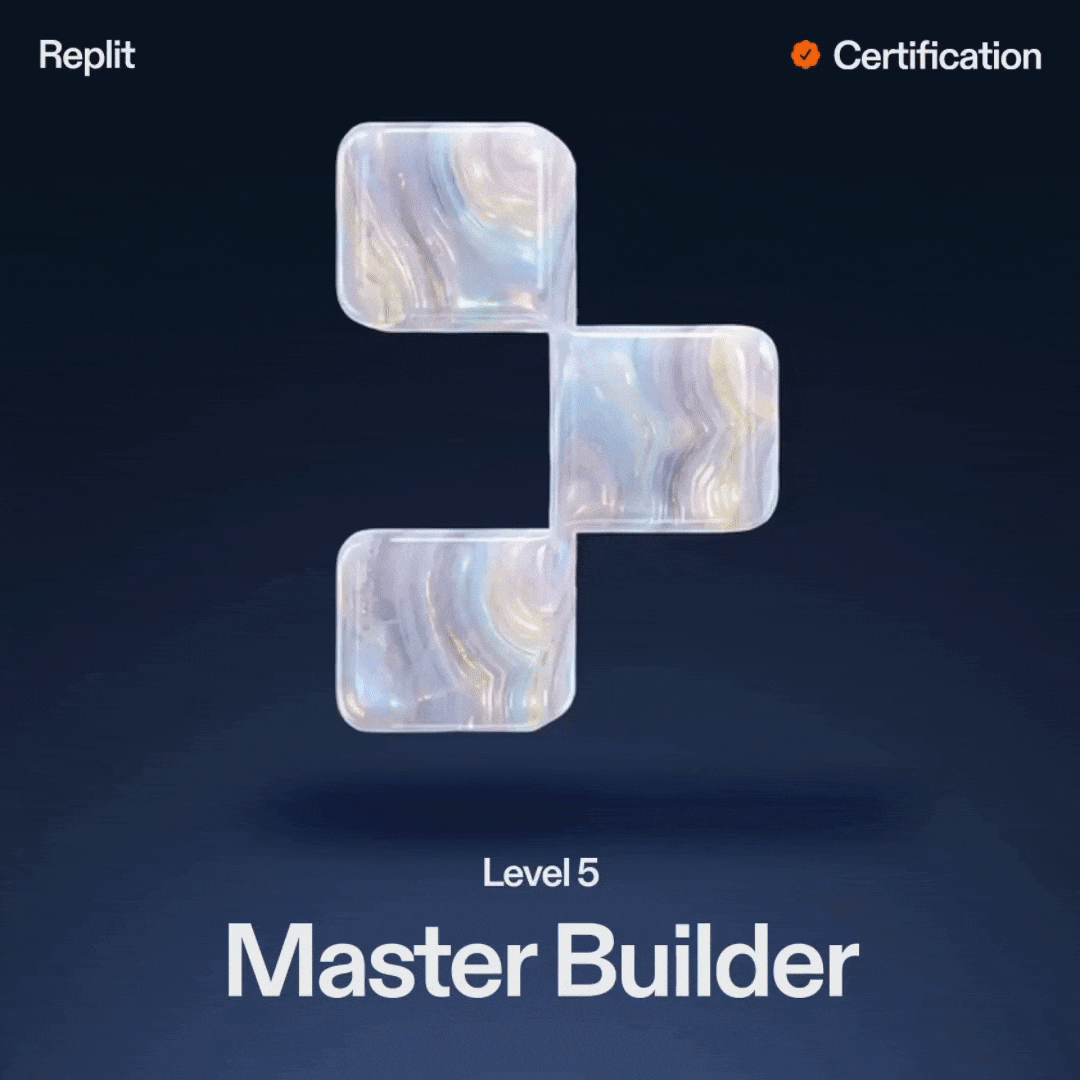 Replit Master Builder Level 5 certification badge